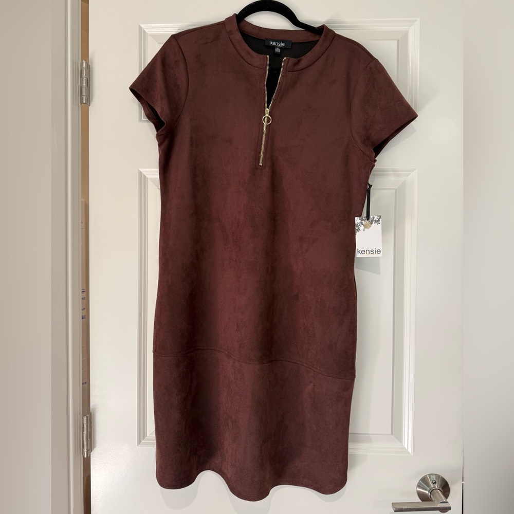 Kensie Chocolate Brown Dress with Gold Accent